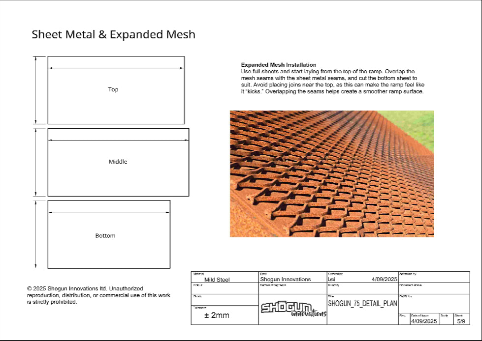Complete 9-page ramp plan set – Shogun 75, proven for dirt bikes, BMX, and electric bikes
