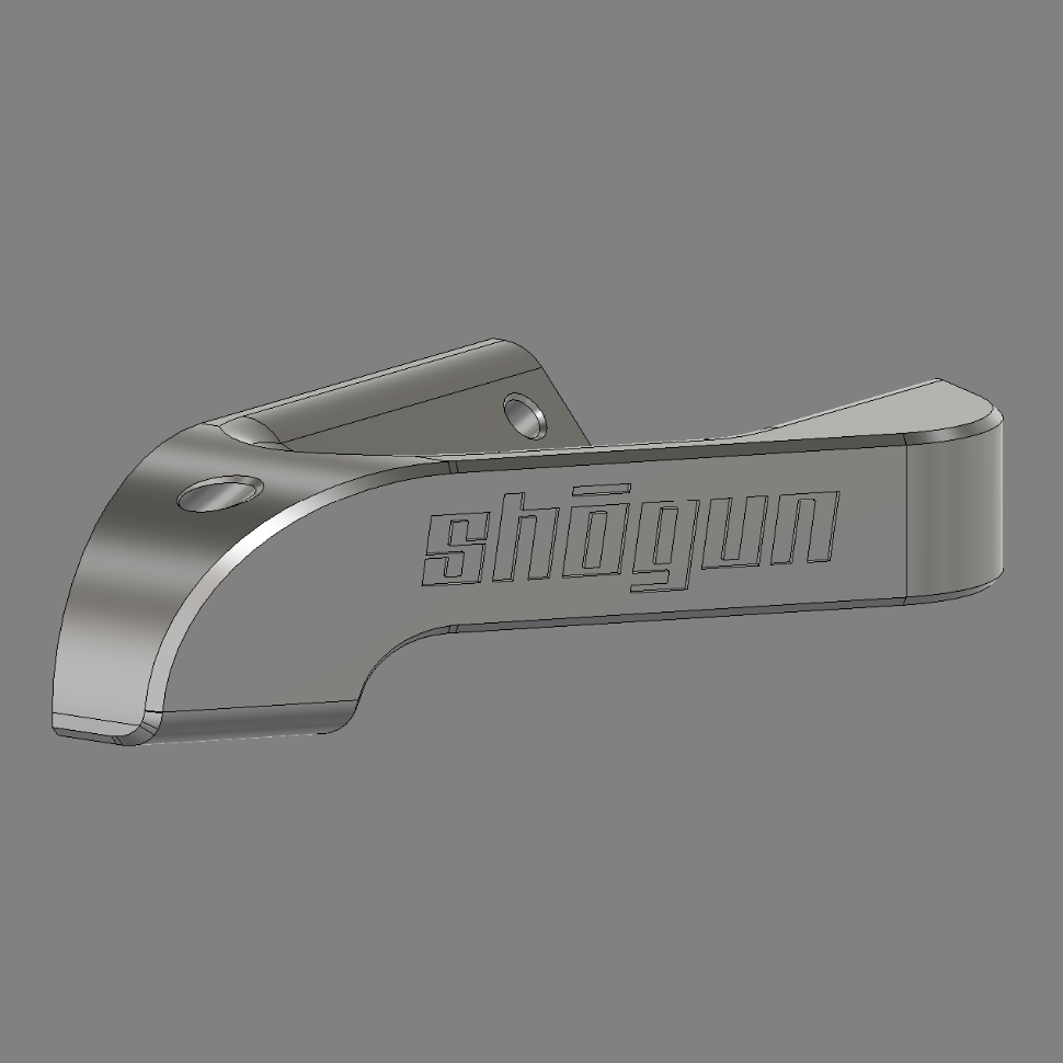 CAD render of a 3D printable Brembo motorcycle rear brake wall hanger STL for workshop storage.